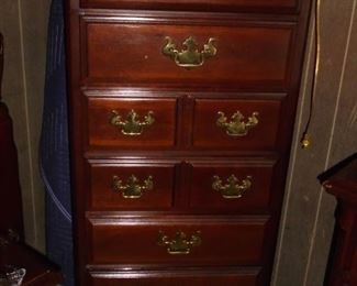 6 piece king bedroom suite: All matching cherry wood   Narrow chest of drawers w/7 drawers