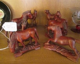 Carved Rosewood Horses