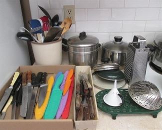 Pots & Pans, Knife Assortment & Kitchen Tools