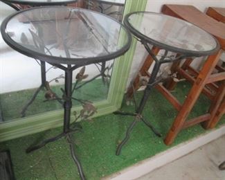 2-Matching Metal/Glass-Top Accent Tables