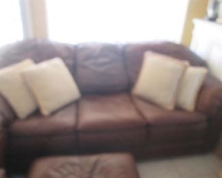 Leather Sofa, Matching Love Seat & Ottoman