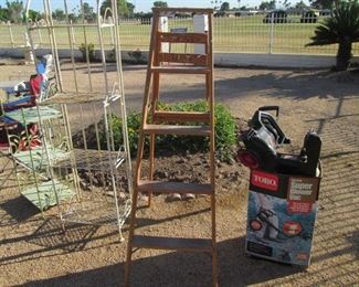 Baker's Rack, Shelves, Ladder & Toro Blower