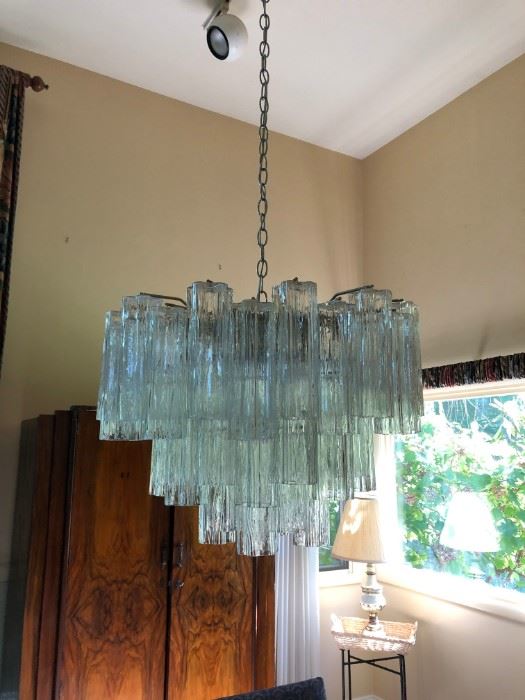 Large Mid Century Modern Camer Glass Chandelier