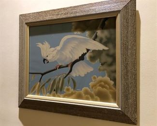 Mid Century Modern Turner Cockatoo  Bird Framed