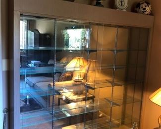 Display Cabinet w/ Sliding Glass Doors, Shelves & Lights Up