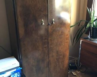 Art Deco Walnut Armoire w/ Shelves