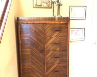 Art Deco Walnut Wardrobe Chest