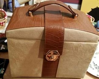 tbs midcentury leather and suede jewelry case