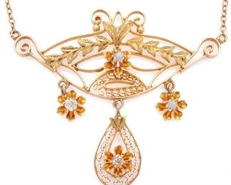 Victorian Diamond, 14k Necklace