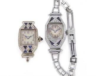 Collection of Two Art Deco White Gold Watches