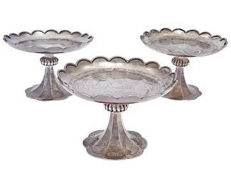 Three Chinese Export Silver Tazza