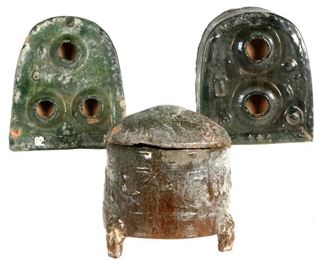 Three Green Glazed Burial Vessels, Han dynasty