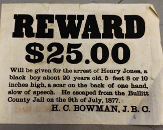 (1877) Law Enforcement Handbill 