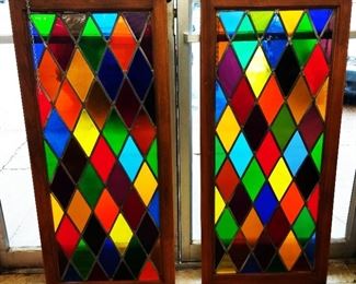 Pair of Vintage Stained Glass Panels
