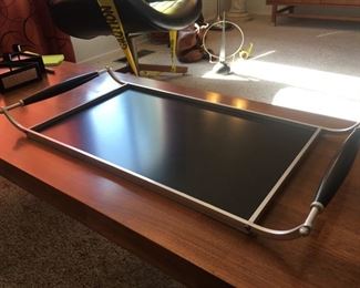 Super Mid-Century Chrome and Lacquer Serving Tray