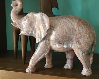 Hand Carved Marble, Pink Elephant --Awesome