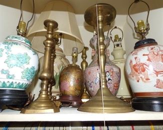 Oriental Style Lamps, brass candlesticks