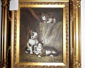 Oil on Canvas Framed cat picture