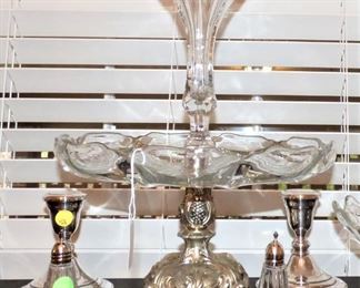 Silver Plate & crystal Epergne
