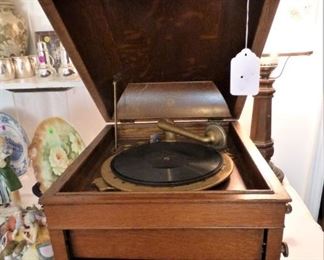 Columbia "Grafonola" in oak cabinet