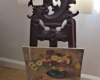 Table Top Rococo Easel, Small original oil by Joyce Smith