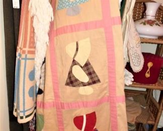 Hand Made "Sunbonnet Sue" bedspread with matching  Pricilla curtains