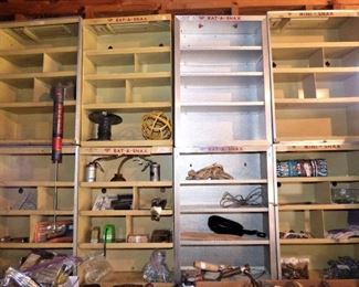 Shelving in Shed made from Vintage Tom's "Eat-A-Snax" Boxes