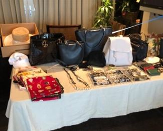 Handbags by Tori Burch, Coach, Longchamp and more. Costume jewelry and scarves