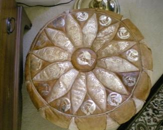 Leather pouf ottoman