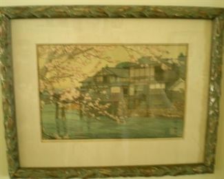 Hiroshi Yoshida wood block print in beautiful frame