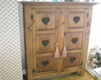 Primitive pie safe with heart design