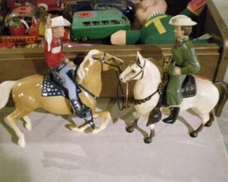 Vintage Dale Evans and Roy Rogers figurines on horseback