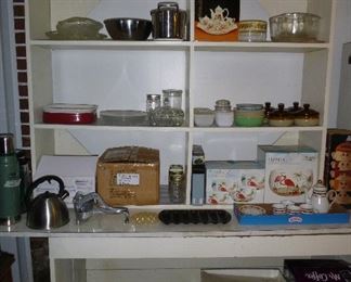 there are LOADS of kitchen items, many new in box as well as vintage