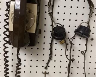 vintage radio operator's headset & vintage rotary dial phone