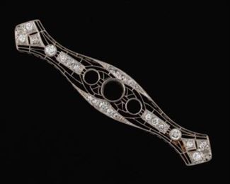  Art Deco Platinum and Gold Diamond Brooch 