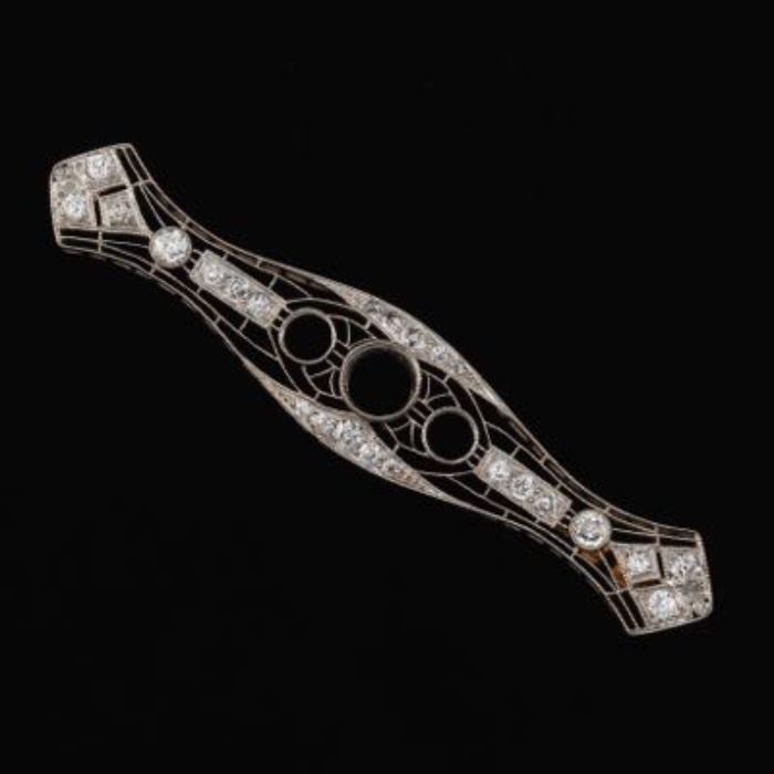  Art Deco Platinum and Gold Diamond Brooch 