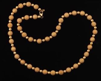  Gold Alternating Star Dust and Polished Bead Necklace 