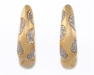 A Pair of Gold and Diamond Huggie Earrings 