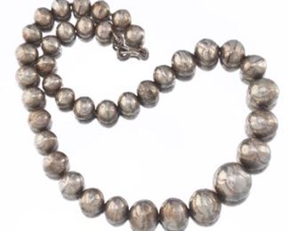 Antique 900 Silver Graduated Bead Necklace 