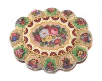 Antique Finely Enameled Locket Brooch