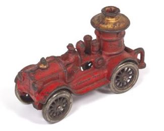 Antique Painted Cast Iron Fire Truck 