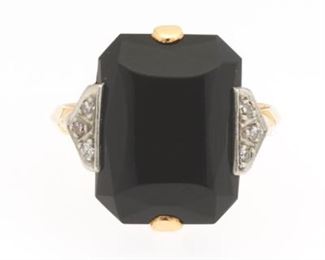 Art Deco Onyx and Diamond Ring 