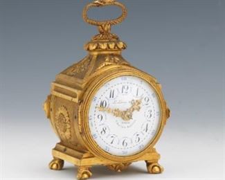 Belle Epoque L. Le Roi dOre Bronze Carriage Clock, Early 20th Century 