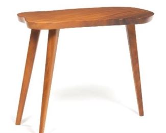Biomorphic MidCentury Modern Hawaiian Monkey Pod Wood Tripod Side Table