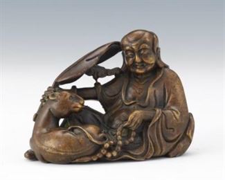 Bronze Figurine of a Reclining Sage