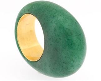 Carved Green Quartz Ring 