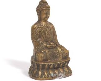 Chinese Bronze Copper Alloy Sculpture of Sitting Buddha, Qianlong Marks 