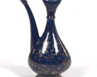 Chinese Export for Arabic Market Porcelain Zhihu Style Ewer with Cobalt Glaze and Gilt Decoration 