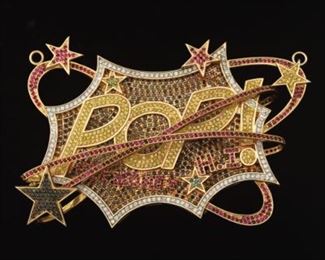 DeJuan Blair NBA Gold, Colored Diamond and Ruby 3D Oversized Pectoral Badge 