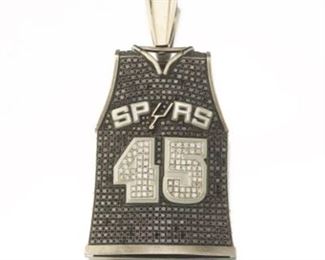 DeJuan Blair NBA Gold, Enamel, Black and White Diamond 3D Jersey Pendant 